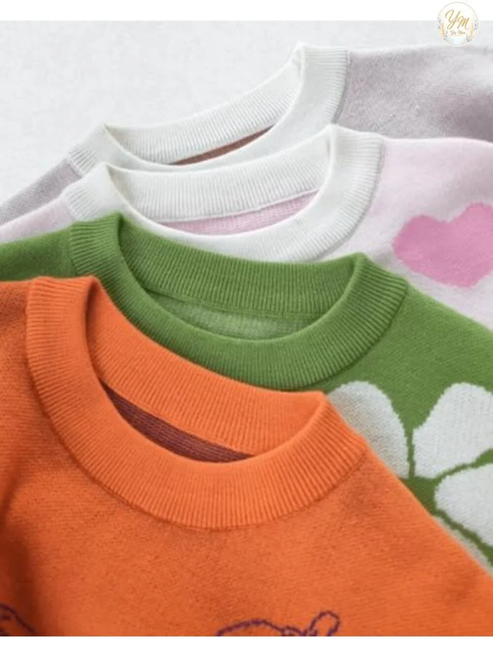 Girls Cute Pattern Knit Pullover Fall Crew Neck Long Sleeve Sweater